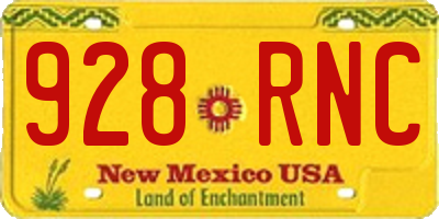 NM license plate 928RNC