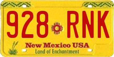 NM license plate 928RNK