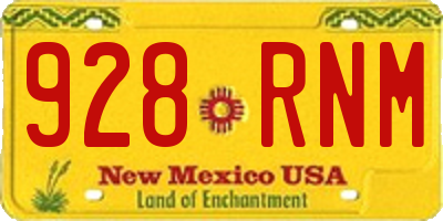 NM license plate 928RNM
