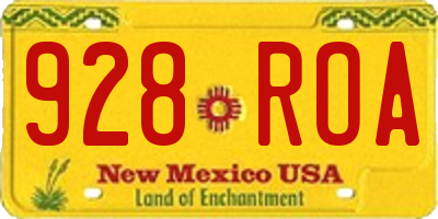 NM license plate 928ROA
