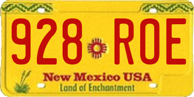 NM license plate 928ROE