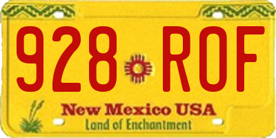 NM license plate 928ROF