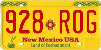 NM license plate 928ROG