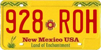 NM license plate 928ROH