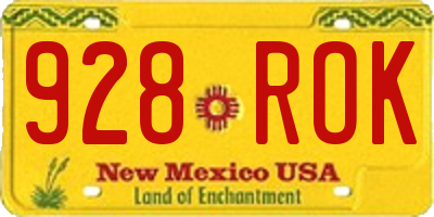 NM license plate 928ROK