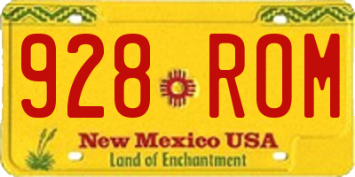 NM license plate 928ROM
