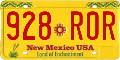 NM license plate 928ROR