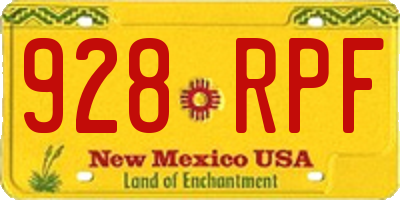 NM license plate 928RPF