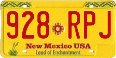 NM license plate 928RPJ