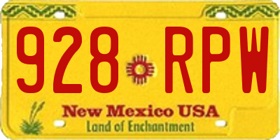 NM license plate 928RPW