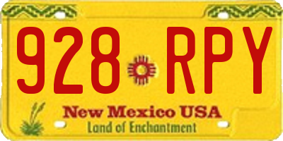NM license plate 928RPY