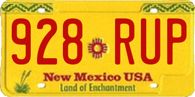 NM license plate 928RUP