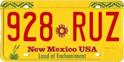 NM license plate 928RUZ