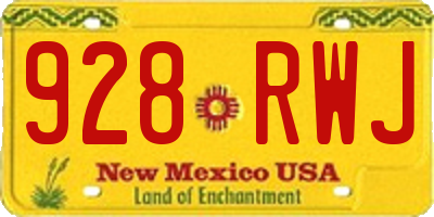 NM license plate 928RWJ