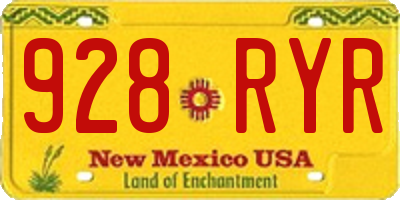 NM license plate 928RYR
