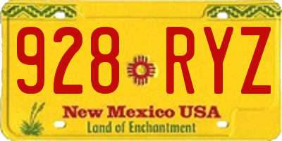 NM license plate 928RYZ
