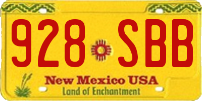 NM license plate 928SBB