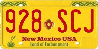 NM license plate 928SCJ