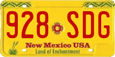 NM license plate 928SDG