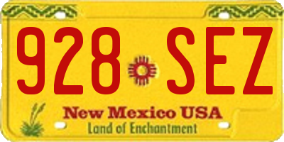 NM license plate 928SEZ