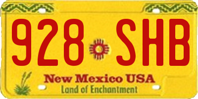 NM license plate 928SHB