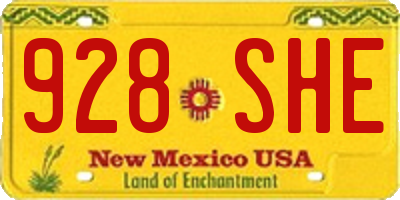 NM license plate 928SHE