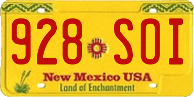NM license plate 928SOI