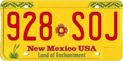 NM license plate 928SOJ