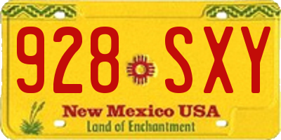 NM license plate 928SXY