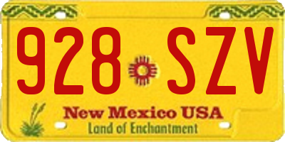 NM license plate 928SZV