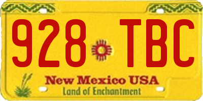 NM license plate 928TBC