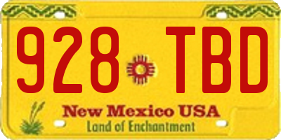 NM license plate 928TBD