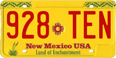 NM license plate 928TEN