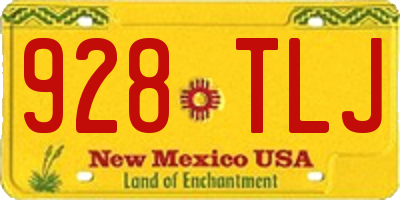 NM license plate 928TLJ