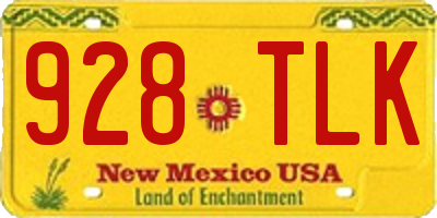 NM license plate 928TLK