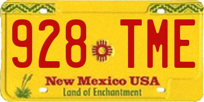 NM license plate 928TME