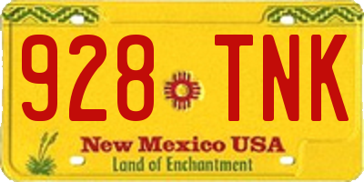NM license plate 928TNK