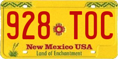 NM license plate 928TOC
