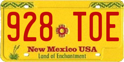 NM license plate 928TOE