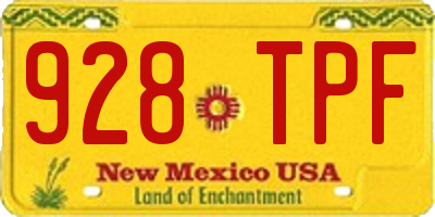 NM license plate 928TPF