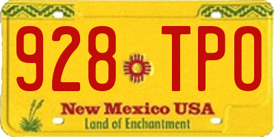 NM license plate 928TPO