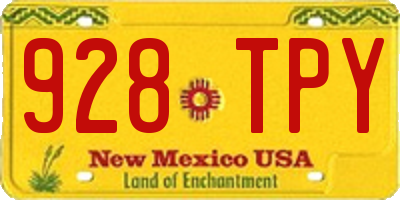 NM license plate 928TPY