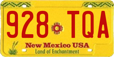 NM license plate 928TQA