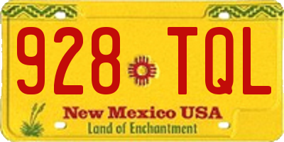 NM license plate 928TQL