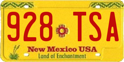 NM license plate 928TSA