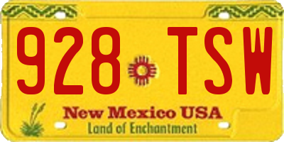 NM license plate 928TSW