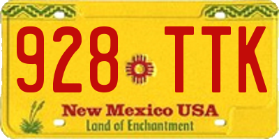 NM license plate 928TTK