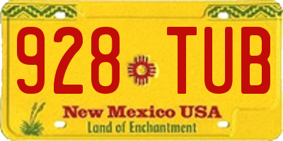 NM license plate 928TUB