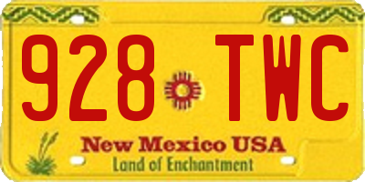 NM license plate 928TWC