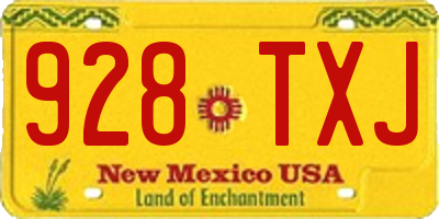 NM license plate 928TXJ